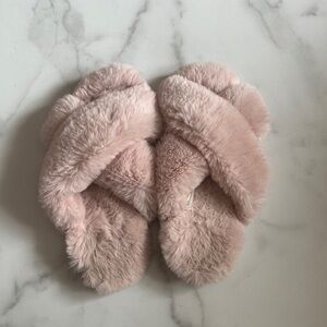 J. Crew Pink Fuzzy Slippers